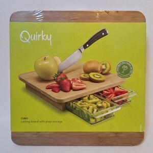 Bamboo Cutting Board with Prep Storage - Natural Wood - New With Tag In Package